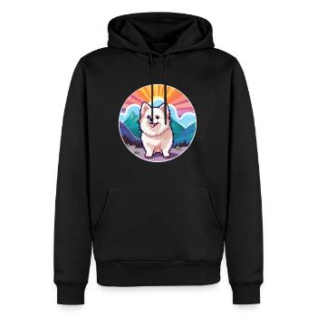 Poméranie allemand Spitz chien race Cartoon Kawaii W - Sweat à capuche Premium bio Homme - noir - Devant - Nico (187cm)