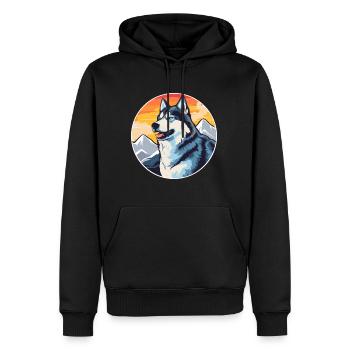Seppala Sibérien Traîneau Chien Race Dessin animé Kawaii - Sweat à capuche Premium bio Homme - noir - Devant - Nico (187cm)