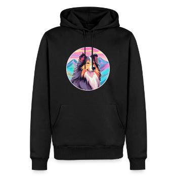 Sheltie Dog Breed Cartoon Kawaii Watercolor - Men’s Premium Organic Hoodie - black - Front - Nico (187cm)