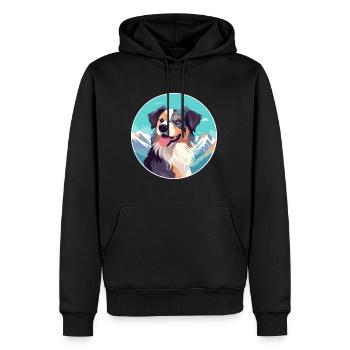 Slovensky Cuvac race de chien dessin animé kawaii watercolo - Sweat à capuche Premium bio Homme - noir - Devant - Nico (187cm)