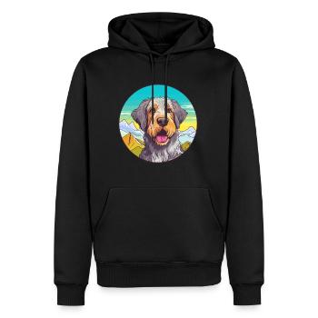 Slovaque Cuvac chien race dessin animé Kawaii aquarelle - Sweat à capuche Premium bio Homme - noir - Devant - Nico (187cm)