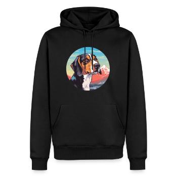 Chien tricolore sibérien race de chien Cartoon Kawaii W - Sweat à capuche Premium bio Homme - noir - Devant - Nico (187cm)