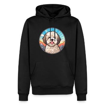 Shih Poo chien race dessin animé Kawaii aquarelle - Sweat à capuche Premium bio Homme - noir - Devant - Nico (187cm)