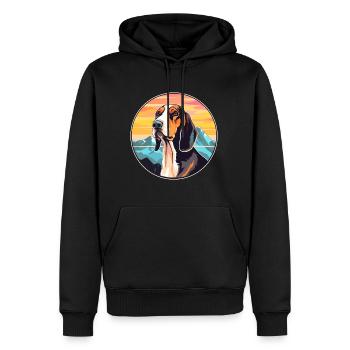 Treeing Walker Coonhound Dog Breed Cartoon Kawaii - Men’s Premium Organic Hoodie - black - Front - Nico (187cm)