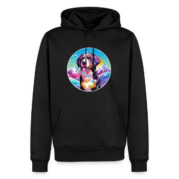 Ariegeois race de chien dessin animé kawaii aquarelle - Sweat à capuche Premium bio Homme - noir - Devant - Nico (187cm)