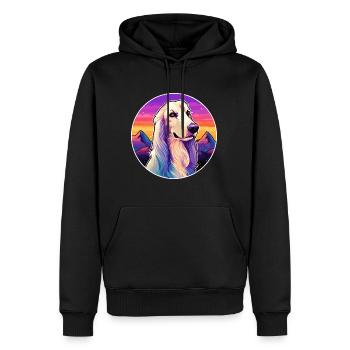 Afghan Hound chien race dessin animé Kawaii aquarelle - Sweat à capuche Premium bio Homme - noir - Devant - Nico (187cm)