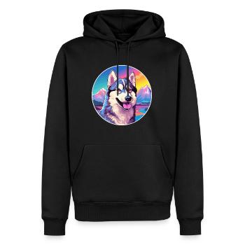 Alaskan Husky Hunderasse Cartoon Kawaii Aquarell - Männer Premium Bio Hoodie - Schwarz - Vorne - Nico (187cm)