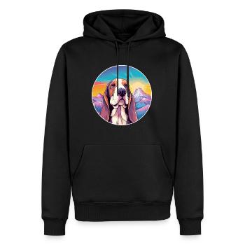 Basset Hund Hund Rasse Cartoon Kawaii Aquarell - Männer Premium Bio Hoodie - Schwarz - Vorne - Nico (187cm)