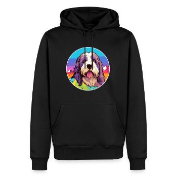 Barbu Collie chien race dessin animé Kawaii aquarelle - Sweat à capuche Premium bio Homme - noir - Devant - Nico (187cm)