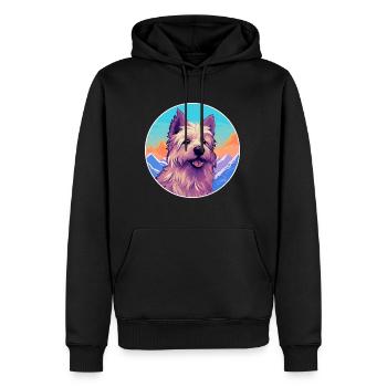 Berger Picard chien race dessin animé Kawaii aquarelle - Sweat à capuche Premium bio Homme - noir - Devant - Nico (187cm)