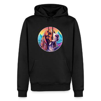 Basset Fauve de Bretagne Hunderasse Cartoon Kawaii - Männer Premium Bio Hoodie - Schwarz - Vorne - Nico (187cm)