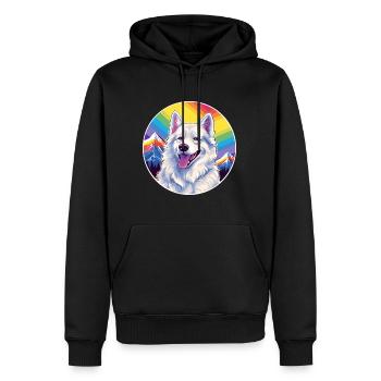Berger Blanc Suisse Race De Chien Cartoon Kawaii Eau - Sweat à capuche Premium bio Homme - noir - Devant - Nico (187cm)