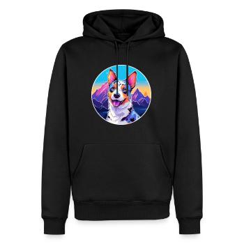 Blue Heeler chien race dessin animé Kawaii aquarelle - Sweat à capuche Premium bio Homme - noir - Devant - Nico (187cm)