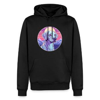 Bleu dentelle chien race dessin animé Kawaii aquarelle - Sweat à capuche Premium bio Homme - noir - Devant - Nico (187cm)