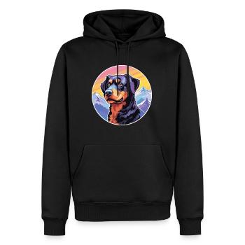 Beauceron chien race dessin animé Kawaii aquarelle - Sweat à capuche Premium bio Homme - noir - Devant - Nico (187cm)