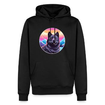 Chien d’élan norvégien noir race de chien Cartoon Kawaii - Sweat à capuche Premium bio Homme - noir - Devant - Nico (187cm)