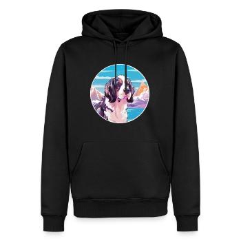 Braque Francais Race de chien Cartoon Kawaii Watercolo - Sweat à capuche Premium bio Homme - noir - Devant - Nico (187cm)