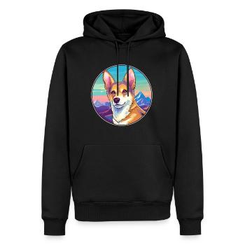 Carolina race de chien dessin animé Kawaii aquarelle - Sweat à capuche Premium bio Homme - noir - Devant - Nico (187cm)