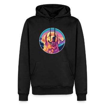 Golden Retriever Dog Breed Cartoon Kawaii Watercol - Men’s Premium Organic Hoodie - black - Front - Nico (187cm)