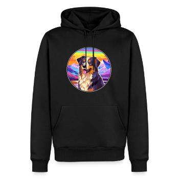 Bucovine Chien de berger race Cartoon Kawaii Waterco - Sweat à capuche Premium bio Homme - noir - Devant - Nico (187cm)