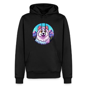 Chien esquimau canadien race Cartoon Kawaii Watercolo - Sweat à capuche Premium bio Homme - noir - Devant - Nico (187cm)