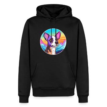 Decker Rat Terrier Dog Breed Cartoon Kawaii Waterc - Men’s Premium Organic Hoodie - black - Front - Nico (187cm)