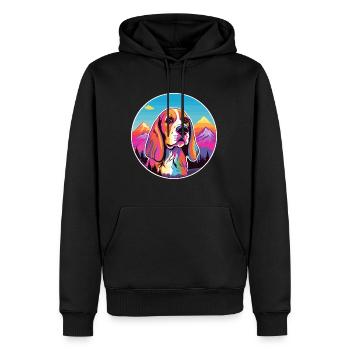 Finnischer Jagdhund Rasse Cartoon Kawaii Aquarell - Männer Premium Bio Hoodie - Schwarz - Vorne - Nico (187cm)