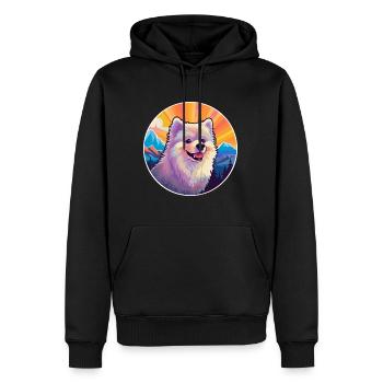 Spitz allemand chien race dessin animé Kawaii aquarelle - Sweat à capuche Premium bio Homme - noir - Devant - Nico (187cm)