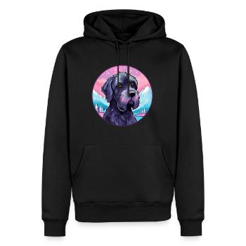 Giant Schnauzer Dog Breed Cartoon Kawaii Watercolo - Men’s Premium Organic Hoodie - black - Front - Nico (187cm)
