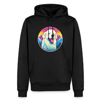 Grande race de chien des Pyrénées dessin animé Kawaii aquarelle - Sweat à capuche Premium bio Homme - noir - Devant - Nico (187cm)