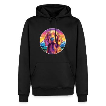 Setter irlandais chien race dessin animé Kawaii aquarelle - Sweat à capuche Premium bio Homme - noir - Devant - Nico (187cm)