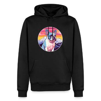 Bouledogue Français chien race Cartoon Kawaii aquarelle - Sweat à capuche Premium bio Homme - noir - Devant - Nico (187cm)