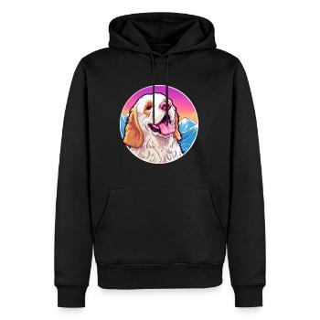 Clumber Spaniel Hund Rasse Cartoon Kawaii Watercolo - Männer Premium Bio Hoodie - Schwarz - Vorne - Nico (187cm)