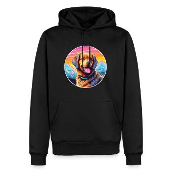 Hovawart chien race dessin animé Kawaii aquarelle - Sweat à capuche Premium bio Homme - noir - Devant - Nico (187cm)