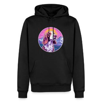 Irlandais rouge et blanc Setter chien race Cartoon Kawai - Sweat à capuche Premium bio Homme - noir - Devant - Nico (187cm)