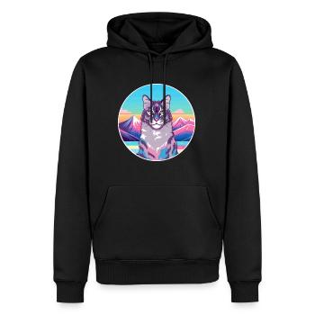 Californie Chat pailleté coloré Cartoon Watercolo - Sweat à capuche Premium bio Homme - noir - Devant - Nico (187cm)