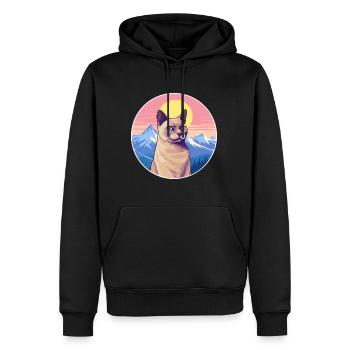 Chat birman européen coloré dessin animé aquarelle I - Sweat à capuche Premium bio Homme - noir - Devant - Nico (187cm)