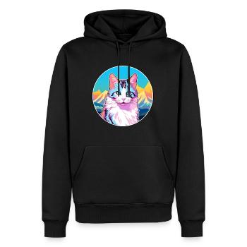Japanische Bobtail-Katze Buntes Cartoon-Aquarell I - Männer Premium Bio Hoodie - Schwarz - Vorne - Nico (187cm)