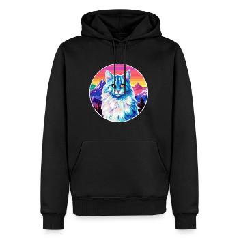 Chat Allemand À Poil Long Coloré Dessin Animé Aquarelle Il - Sweat à capuche Premium bio Homme - noir - Devant - Nico (187cm)