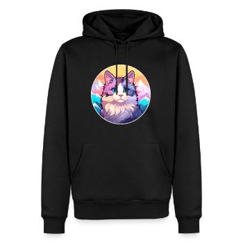 Verdünnte Calico Katze Bunte Karikatur Aquarell Illu - Männer Premium Bio Hoodie - Schwarz - Vorne - Nico (187cm)