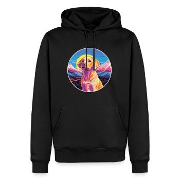 Labrador Retriever chien race dessin animé kawaii waterc - Sweat à capuche Premium bio Homme - noir - Devant - Nico (187cm)