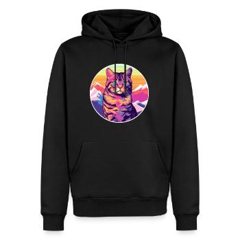 Havanna Braune Katze Bunte Karikatur Aquarell Illus - Männer Premium Bio Hoodie - Schwarz - Vorne - Nico (187cm)