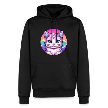 Hantilly Tiffany chat coloré dessin animé aquarelle I - Sweat à capuche Premium bio Homme - noir - Devant - Nico (187cm)