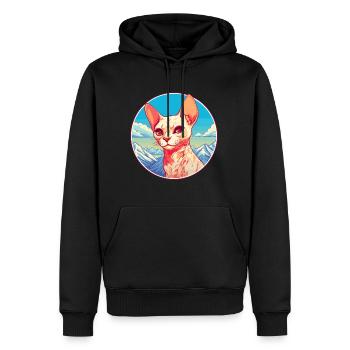 Rouge Devon Rex Cat Coloré Dessin Animé Aquarelle Illu - Sweat à capuche Premium bio Homme - noir - Devant - Nico (187cm)