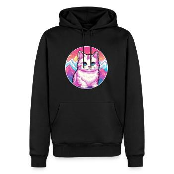 Munchkin Katze bunte Karikatur Aquarell illustriert - Männer Premium Bio Hoodie - Schwarz - Vorne - Nico (187cm)