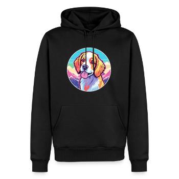 Nederlandse Kooikerhondje Dog Breed Cartoon Kawaii - Sweat à capuche Premium bio Homme - noir - Devant - Nico (187cm)