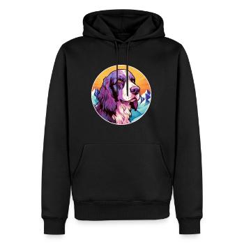 Munsterlander grand chien race dessin animé kawaii eau - Sweat à capuche Premium bio Homme - noir - Devant - Nico (187cm)