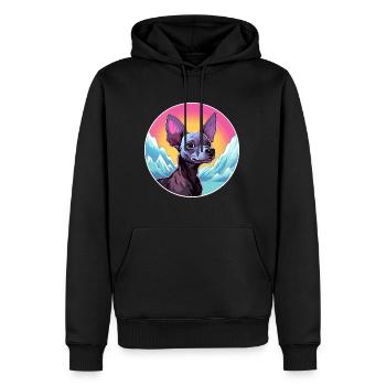 Chien nu péruvien race Cartoon Kawaii Waterco - Sweat à capuche Premium bio Homme - noir - Devant - Nico (187cm)