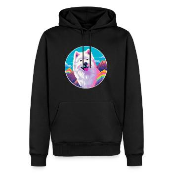 Samoyède chien race Cartoon Kawaii aquarelle - Sweat à capuche Premium bio Homme - noir - Devant - Nico (187cm)