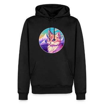 Chat Somali Coloré Dessin Animé Aquarelle Illustratio - Sweat à capuche Premium bio Homme - noir - Devant - Nico (187cm)